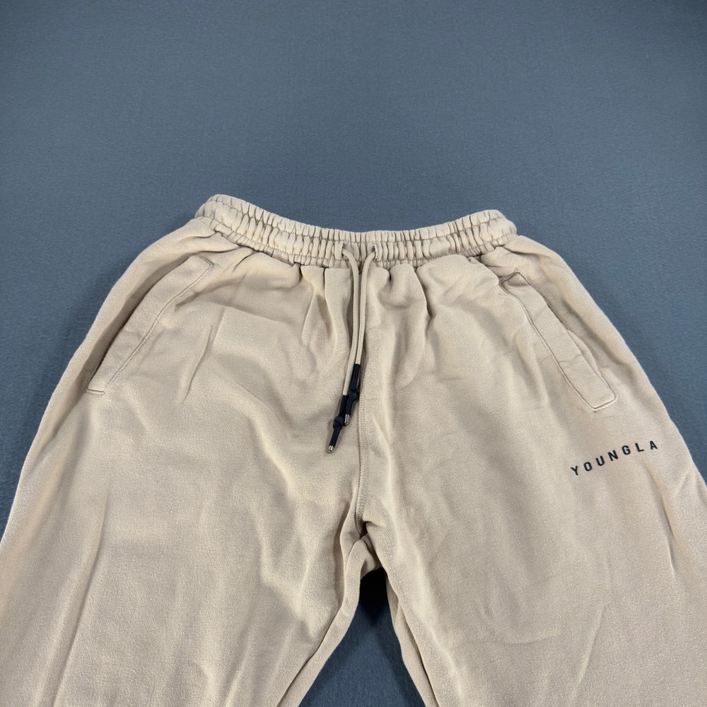 YoungLA Mens Tapered Joggers Tan Beige Sweatpants Medium Gym Athletic 3021